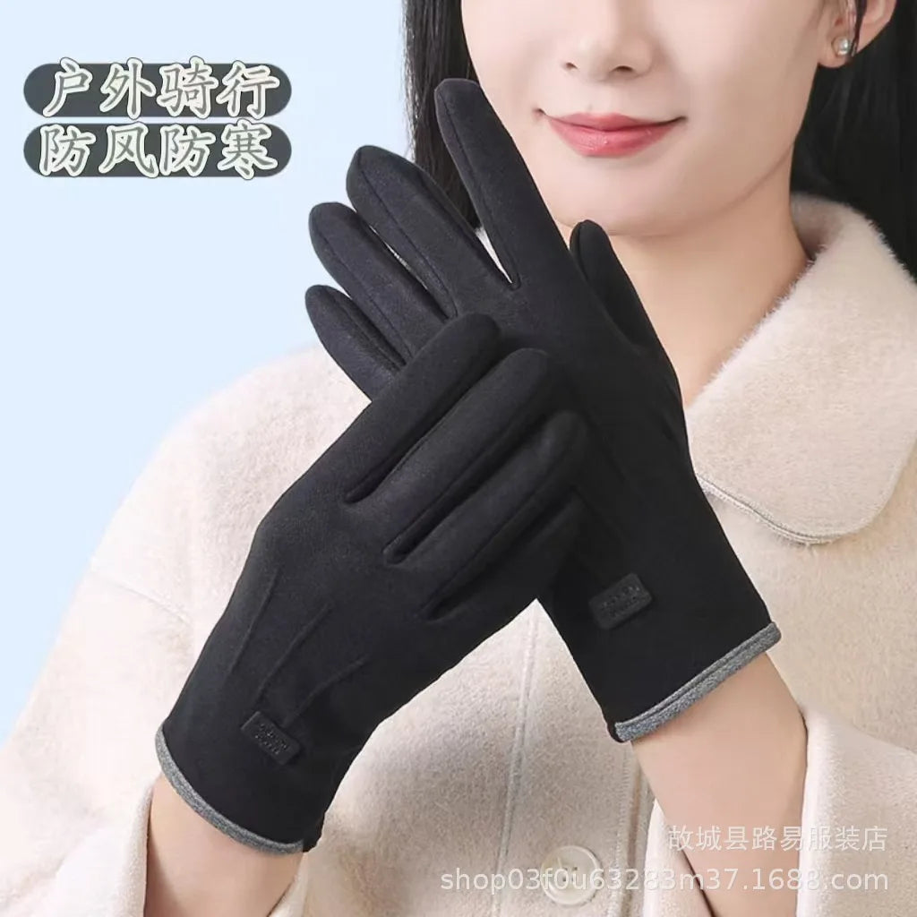 Gloves for Women, Winter Outdoor Cycling, Anti Cold Cotton, Cashmere, Fleece, Bicycle Insulation Gloves