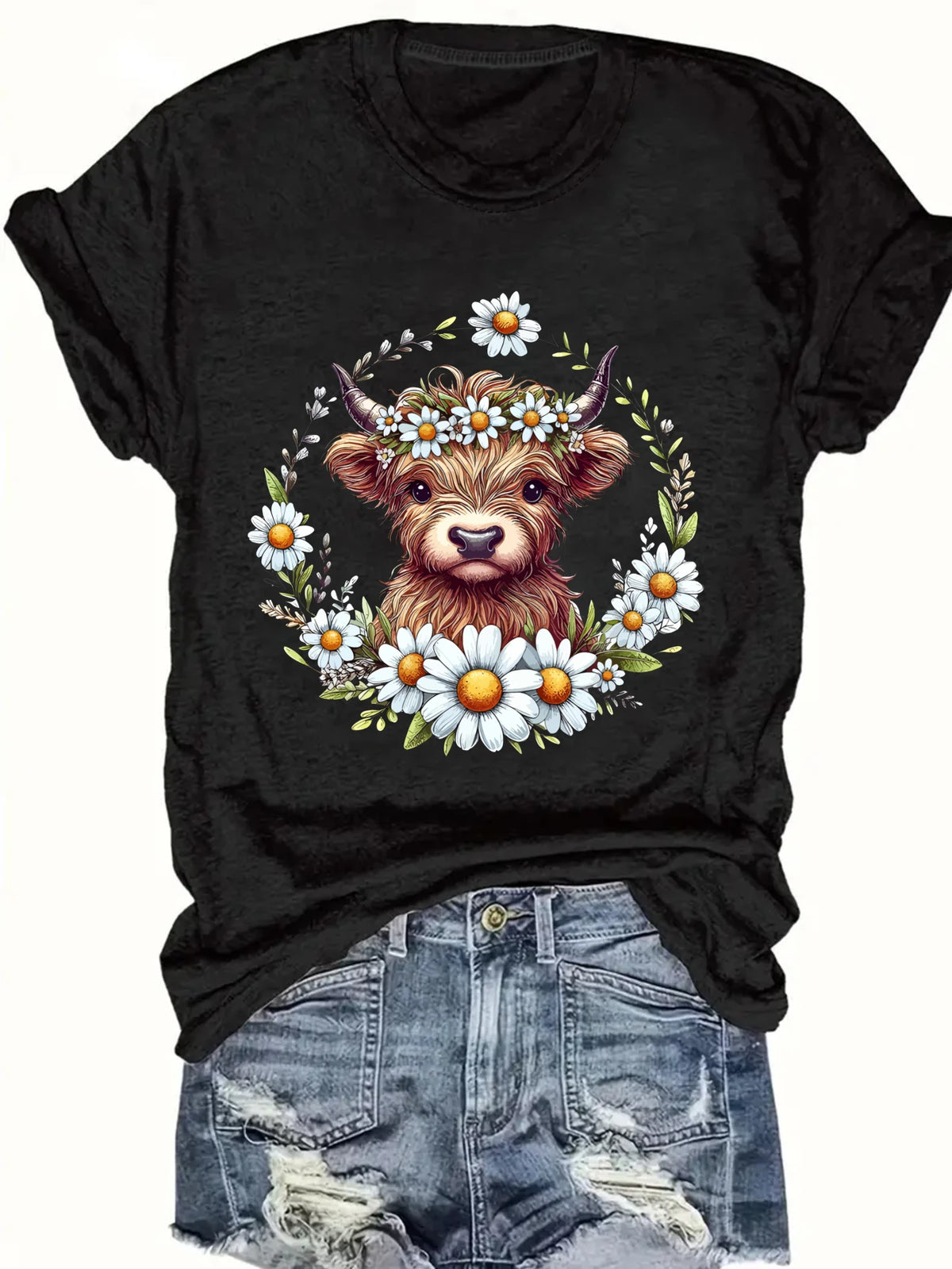 Plus Size Cow and Daisy Print Tank Top