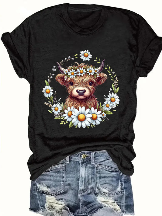 Plus Size Cow and Daisy Print Tank Top