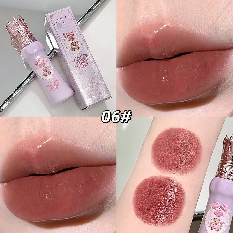 Gege Bear Silky Matte Velvet Lip Mud Moisturizing Non Drying Smooth Long-Lasting Lip Glaze Reddish-brown Autumn&winter Lip Gloss
