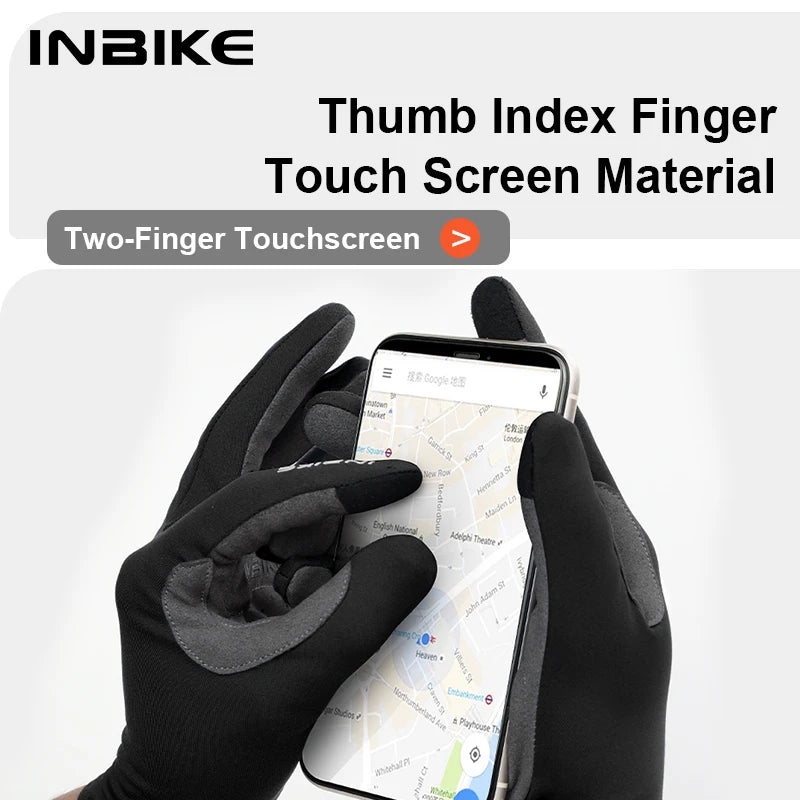 INBIKE Winter Bicycle Gloves for Men Touchscreen MTB Cycling Gloves with Padded Full Finger Bike Racing Gloves Bike Accessories