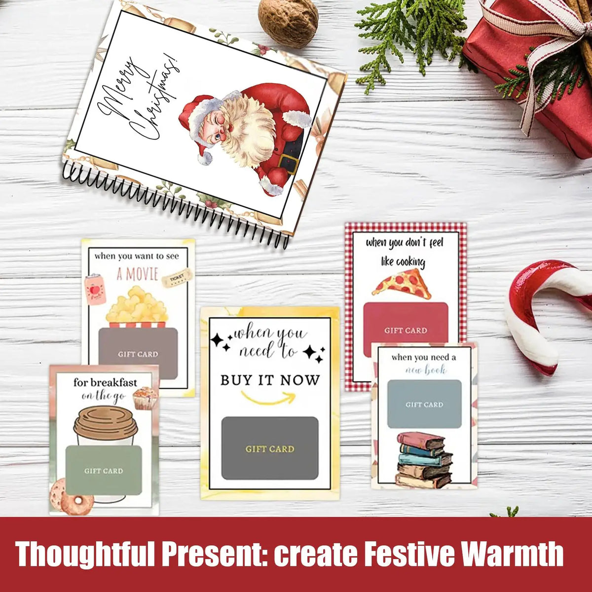 Christmas Gift Card Book Spiral-Bound Christmas Gift Card Book Festival Christmas Gifts for Teenagers Greeting Card Organizer