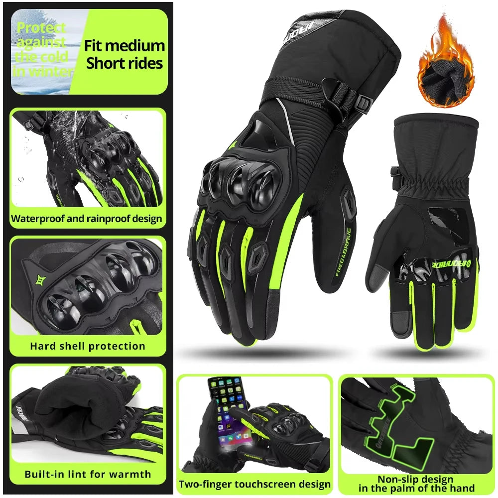 Motorcycle Winter Gloves Unisex Cold Weather Windproof Waterproof Motocross Gloves Lined Touchscreen Anti-Scratch Protection