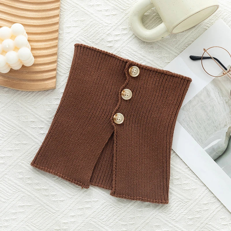 Knitted Neck Warmer Sport Scarf Women Men Button Fake Face Cover Winter Skating Ski Mask Warm Scarves Thick Cold-proof Collar
