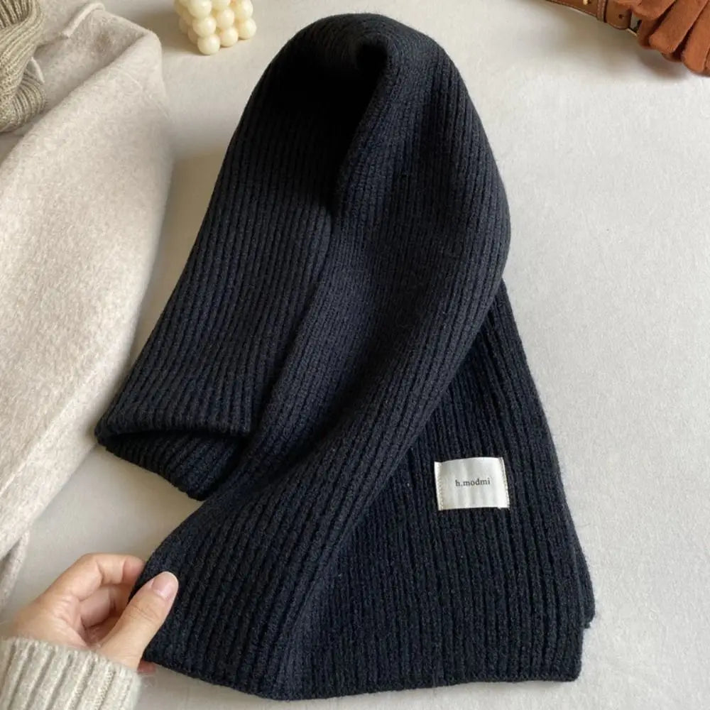 Winter Fashion Solid Color Knitted Scarf Thicken Neck Cover Women Scarf Windproof Long Scarves Women Men