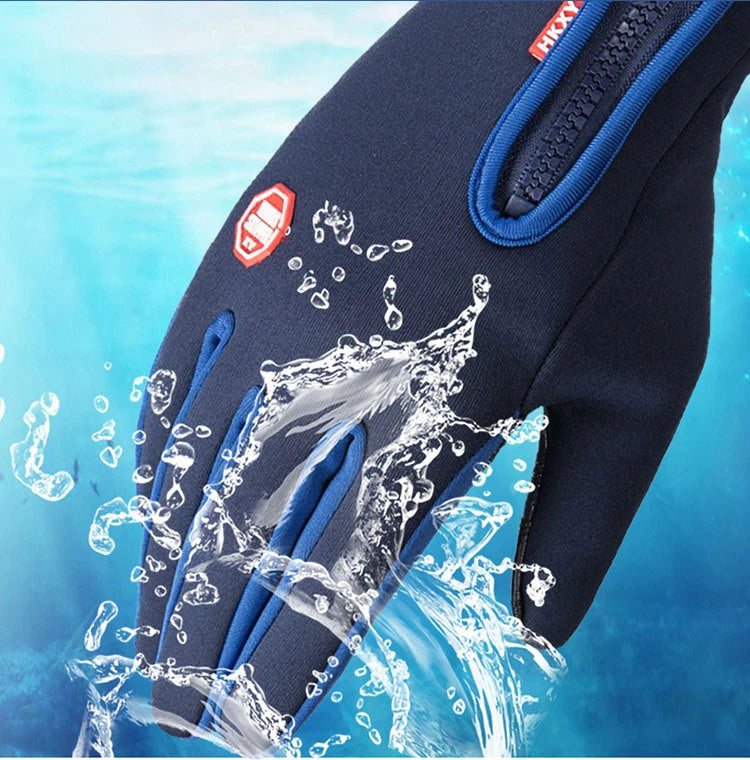 Winter Motorcycle Riding Gloves Waterproof Windproof Cycling Gloves Snowboard Motorcycle Driving Warm Touchscreen Zipper Glove