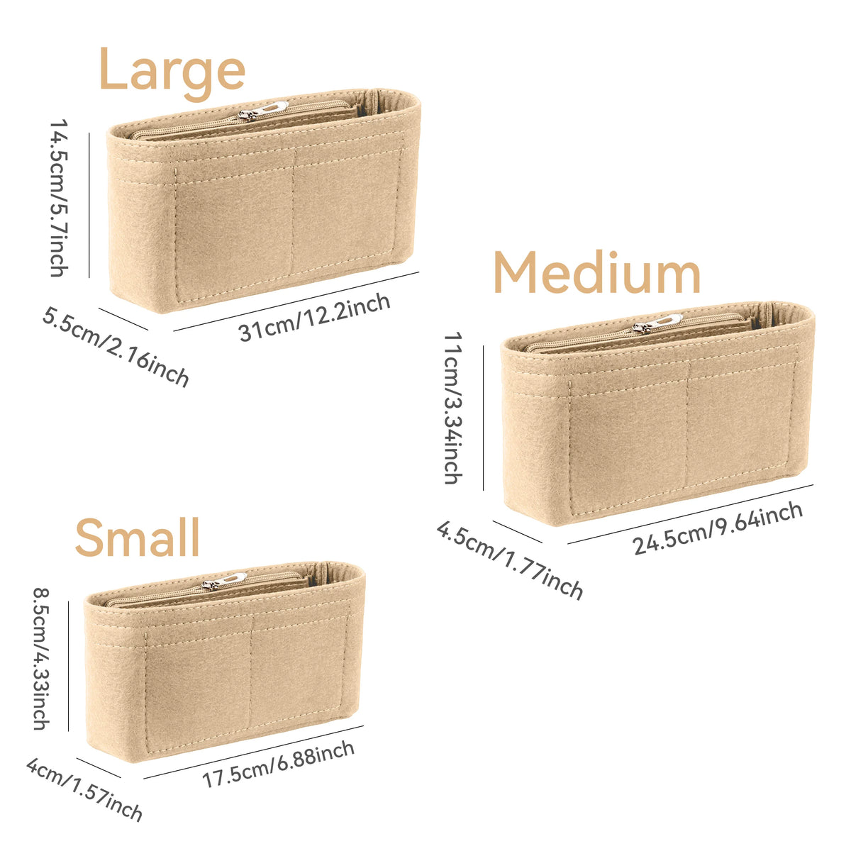 Felt Insert Bag Organizer, Makeup Organizers, Liner Perfect for Brand