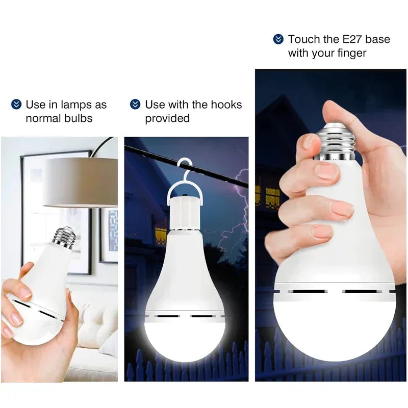 LED Rechargeable Light Bulb 7w 9w 12w 15w 85-265V Emergency Bulb Portable Hanging Camping Lamp for Tent Home Power Failure Porch