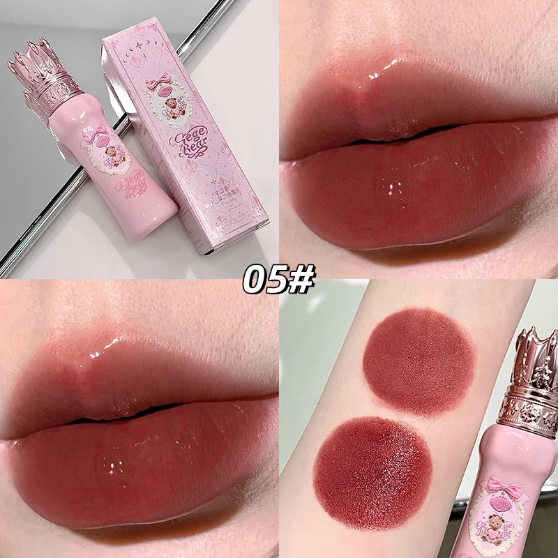 Gege Bear Silky Matte Velvet Lip Mud Moisturizing Non Drying Smooth Long-Lasting Lip Glaze Reddish-brown Autumn&winter Lip Gloss