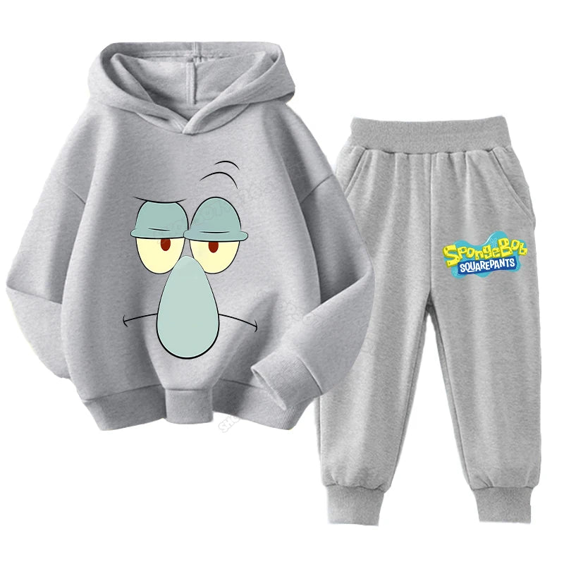 SpongeBobs Kids Sportswear Set Patrick Star Hoodies Sweatpants Girl Boy Hooded Sweatshirt Children Outfit Pullover Trousers Suit