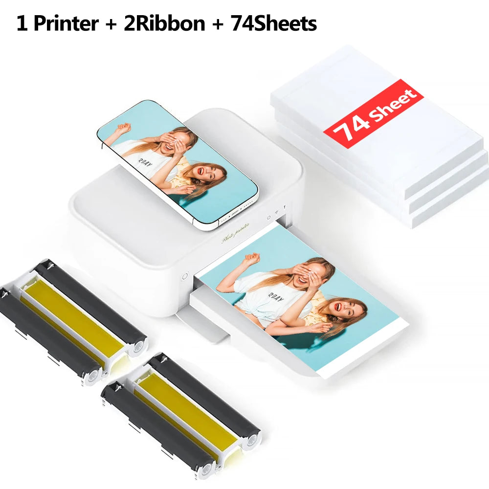 4x6inch Mini Portable 300dpi Color Photo Printer Wifi Wireless Connect Print with Cartridge Ribbon High Quality Picture Print