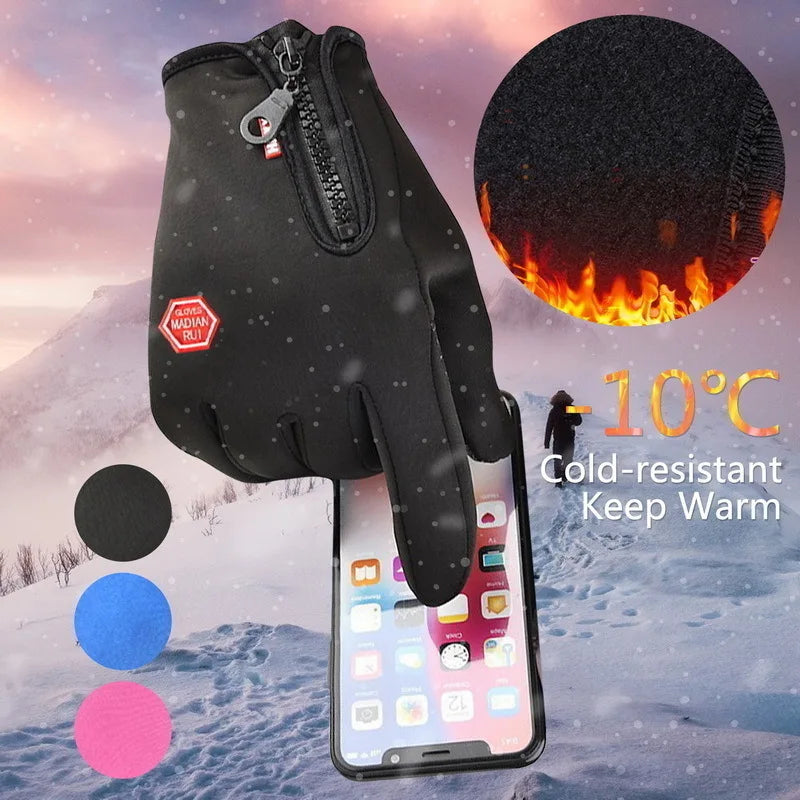 Winter Warm Cycling Gloves Bicycle Warm Touchscreen Full Finger Glove Waterproof Outdoor Bike Skiing Fishing Motorcycle Riding