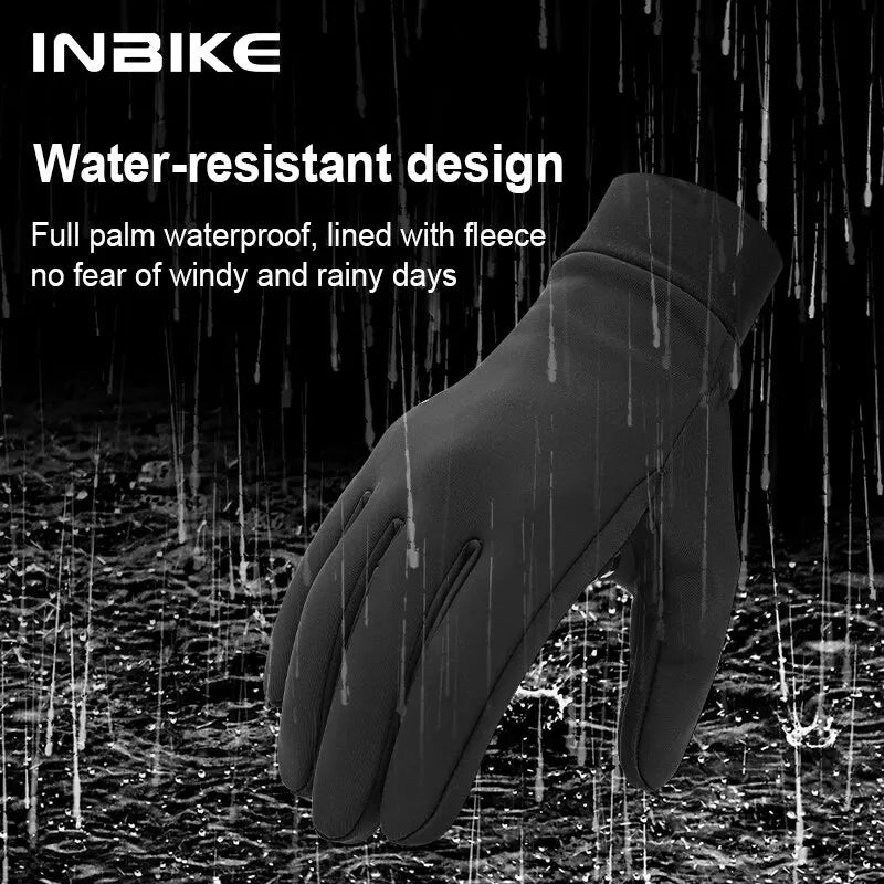 INBIKE Winter Fleece Cycling Gloves Warm Biking Glove for Riding for Men Women Bicycle Gloves Waterproof Touchscreen Accessori