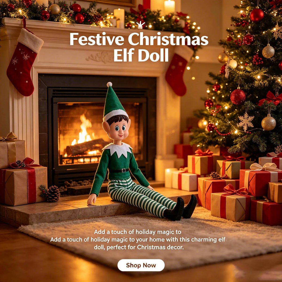 2026 Long Leg Christmas Elf with Music, Light, Doll, Festival Atmosphere Decoration, Vinyl Head, Male and Female Handm