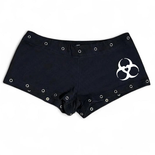 Studded Low Waist Shorts in Black