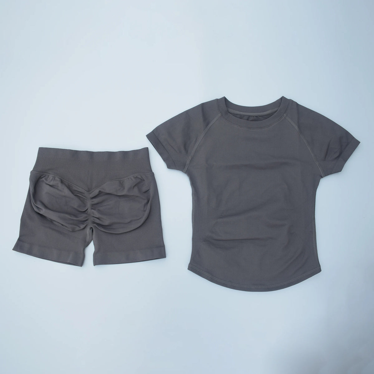 2 Pieces Sports Sets Short Sleeve Seamless Yoga Top Fitness Set Women Workout Running Sports Shorts Gym Suit
