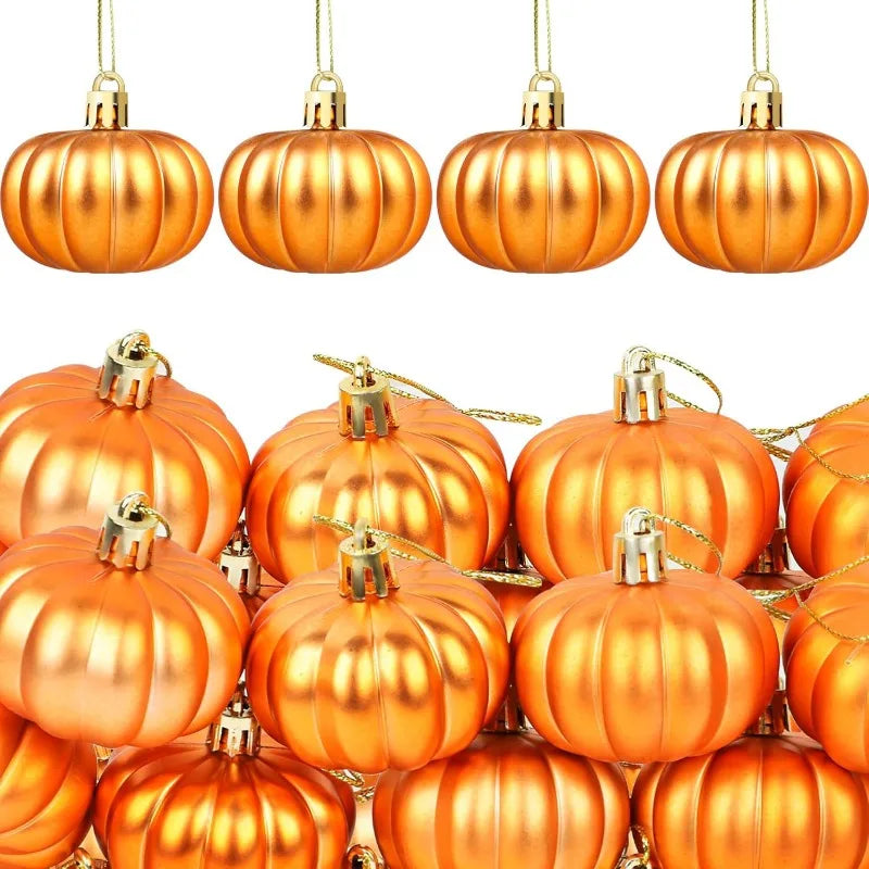 12pcs Halloween Hanging Ornaments Thanksgiving Pumpkin Ball Hanging Pendants DIY Christmas Tree Decoration Home Party Decors