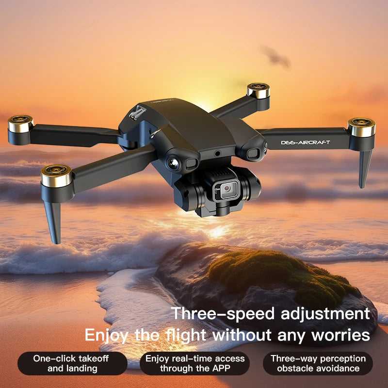 New D66 Drone with Large Screen Brushless Motor Obstacle Avoidance Remote Control Aircraft for Outdoor Entertainment