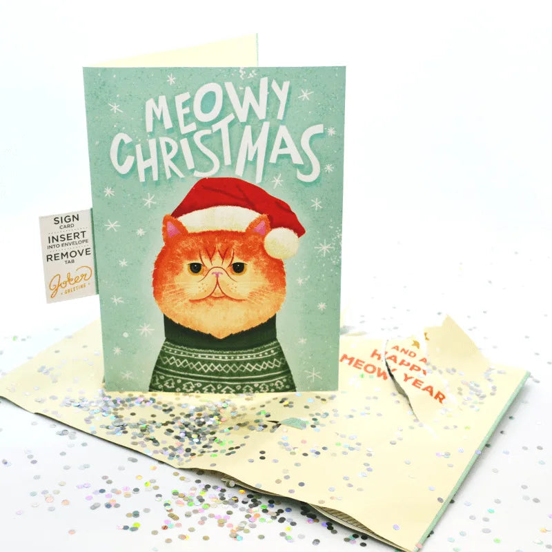 2026 New Endless Meowy Christmas Music Card with Glitter