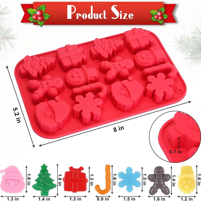 1pcsChristmas Silicone Chocolate Molds Candy Baking Moulds Handmade Snowflake Snowman Xmas Tree Gingerbread Man Santa Claus Mold