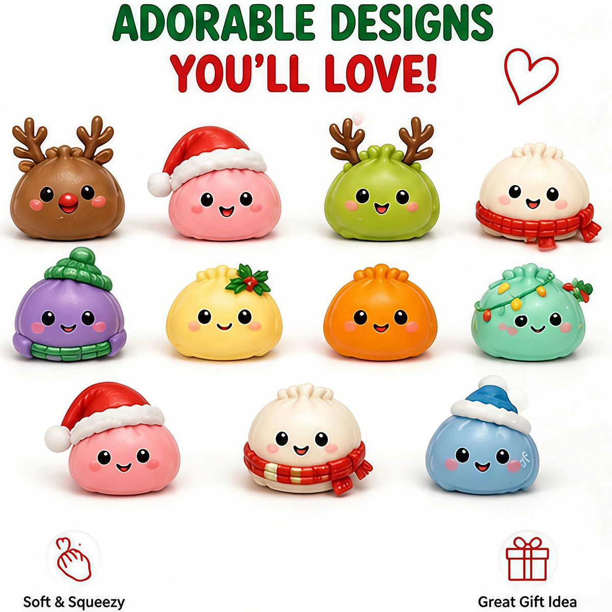 2026 Christmas Squishies Advent Calendar 24 Days Countdown Dumpling Squishy Stress Relief Fidget Mystery Surprise Gift Box Decor