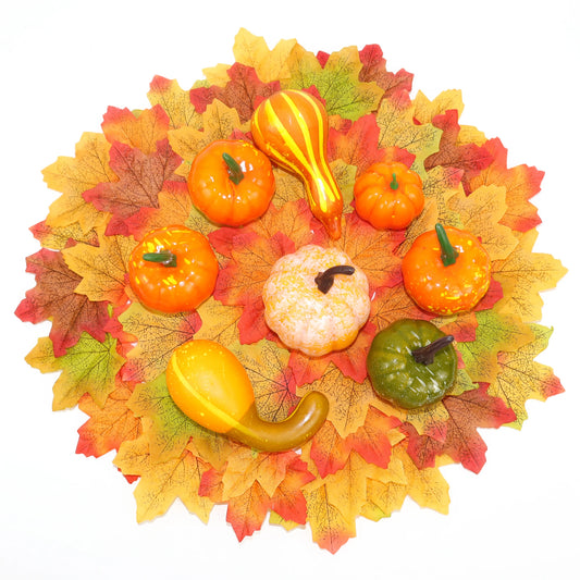 Thanksgiving Decorations Artificial Pumpkins Maple Leaf Set Autumn Harvest Wedding Home Table Decor Halloween Party Supplies