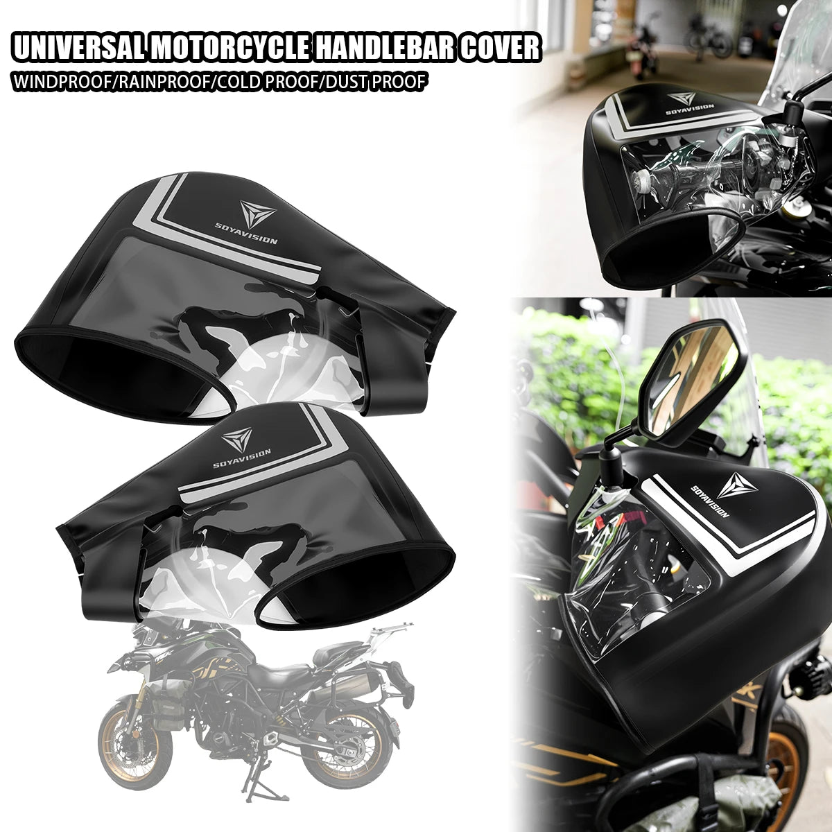 Motorcycle Handlebar Gloves Hand Bar Winter Gloves Windproof Waterproof Washable For Scooter ATV Snowmobile