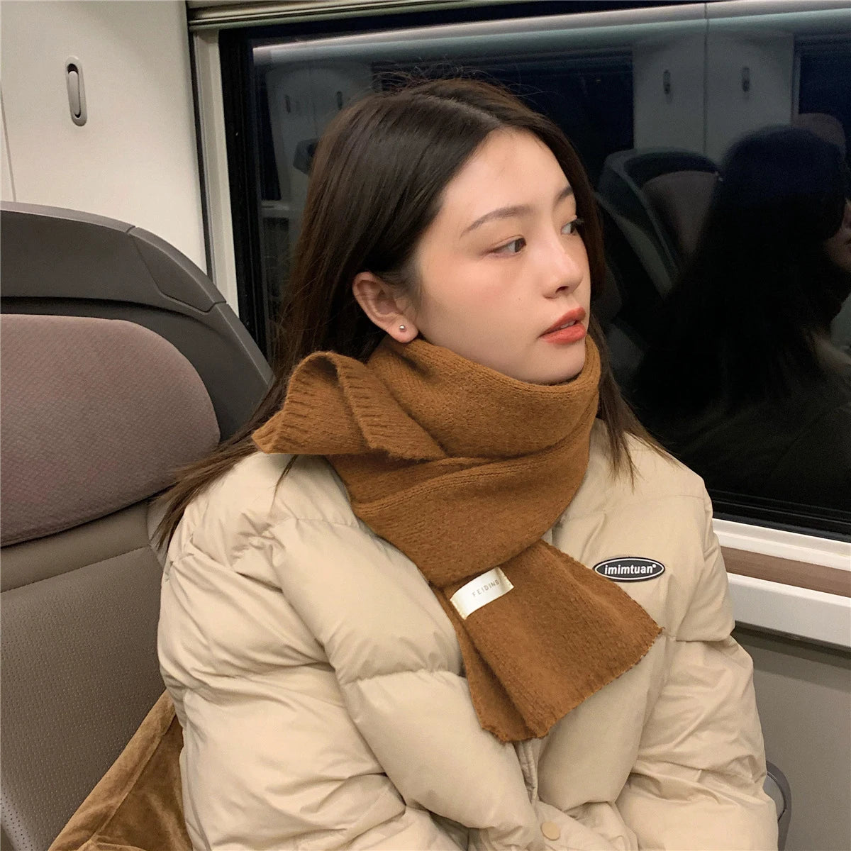Winter Women's Scarf Warm and Thickened Knitted Neck Windproof Fashion Outdoor Luxury Brand Solid Color H163