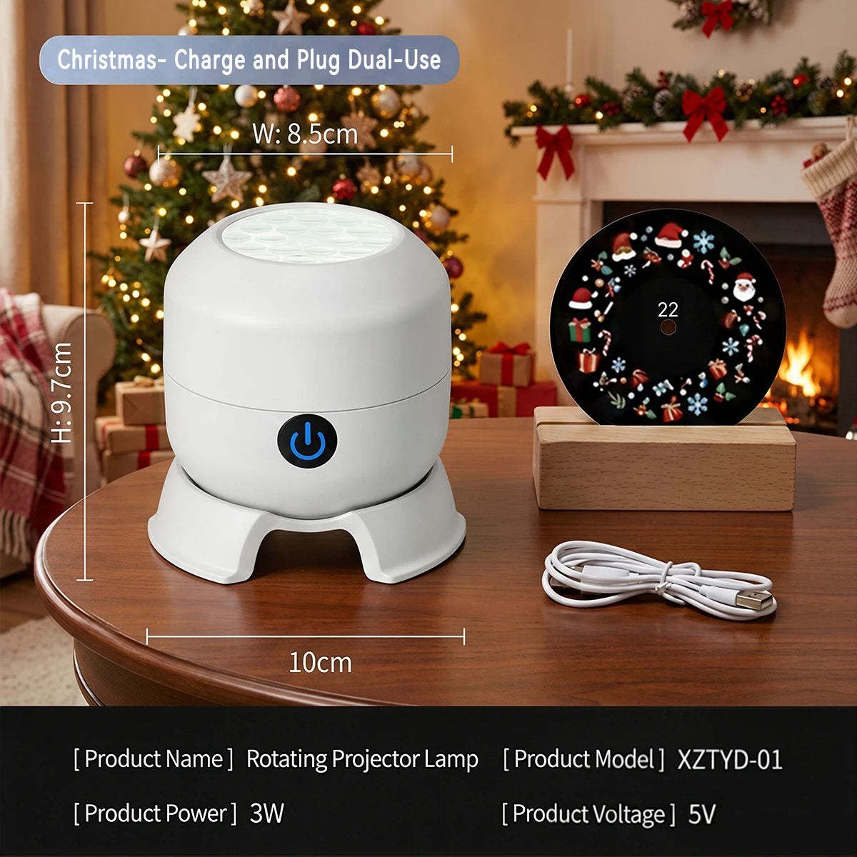 Christmas Projector Light 22 Patterns Rotating LED Projection Lamp Santa Claus Snowflake Elk Xmas Decor Night Light Rechargeable