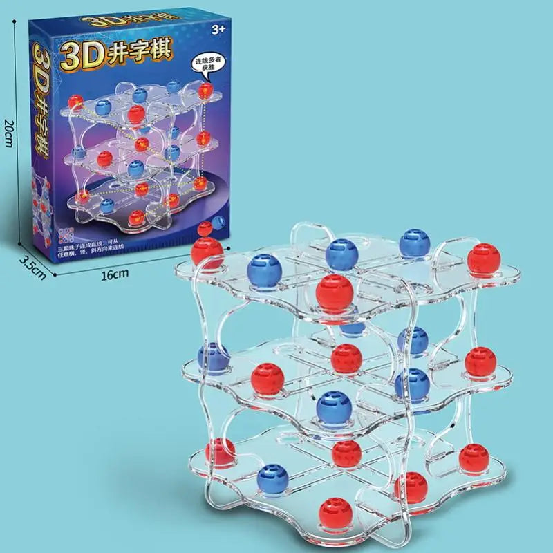 Unique 3D Tic-Tac-Toe and Chess Game Set, Kids Educational Toys, Simplified Strategy Table Games