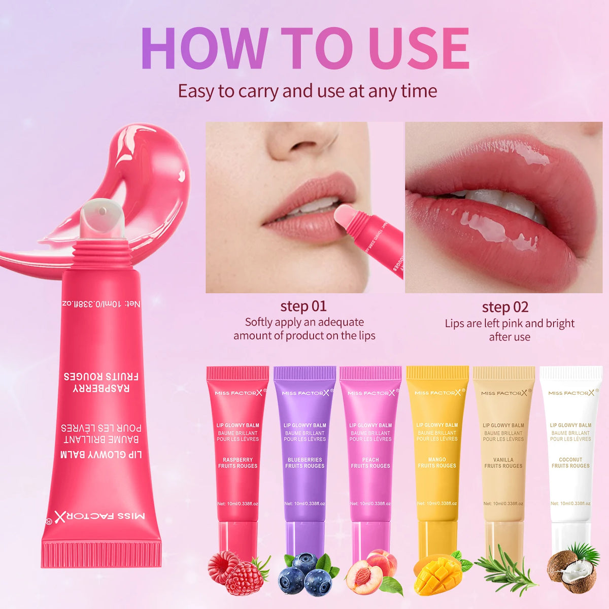 24pcs/box 6-color moisturizing lip gloss - Long lasting moisturizing, nourishing lips, glossy effect, women's gift choice
