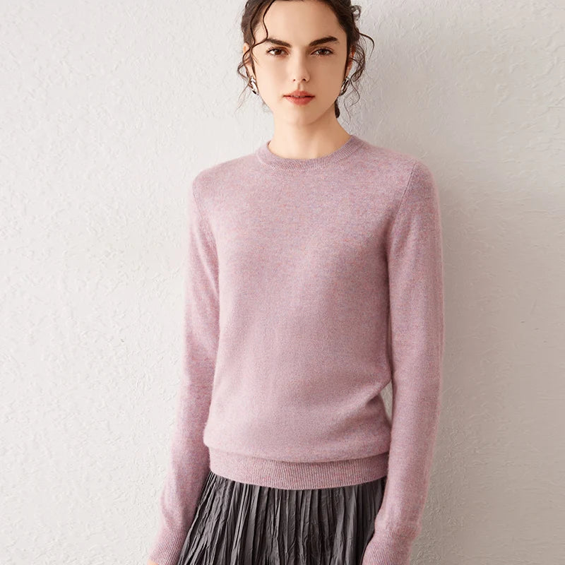 Women's 100% Pure Cashmere Sweater 2026 Fall Winter Crew Neck Long Sleeve Warm Soft Knitted Pullover New Knit Tops Women Clothes