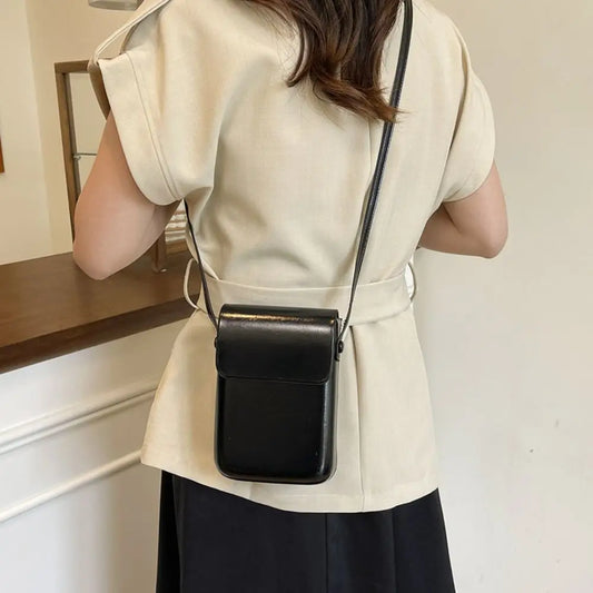 PU Leather Flap Crossbody Bags Simple Solid Large Capacity Women Handbags Vertical Phone Wallet Phone Shoulder Purses