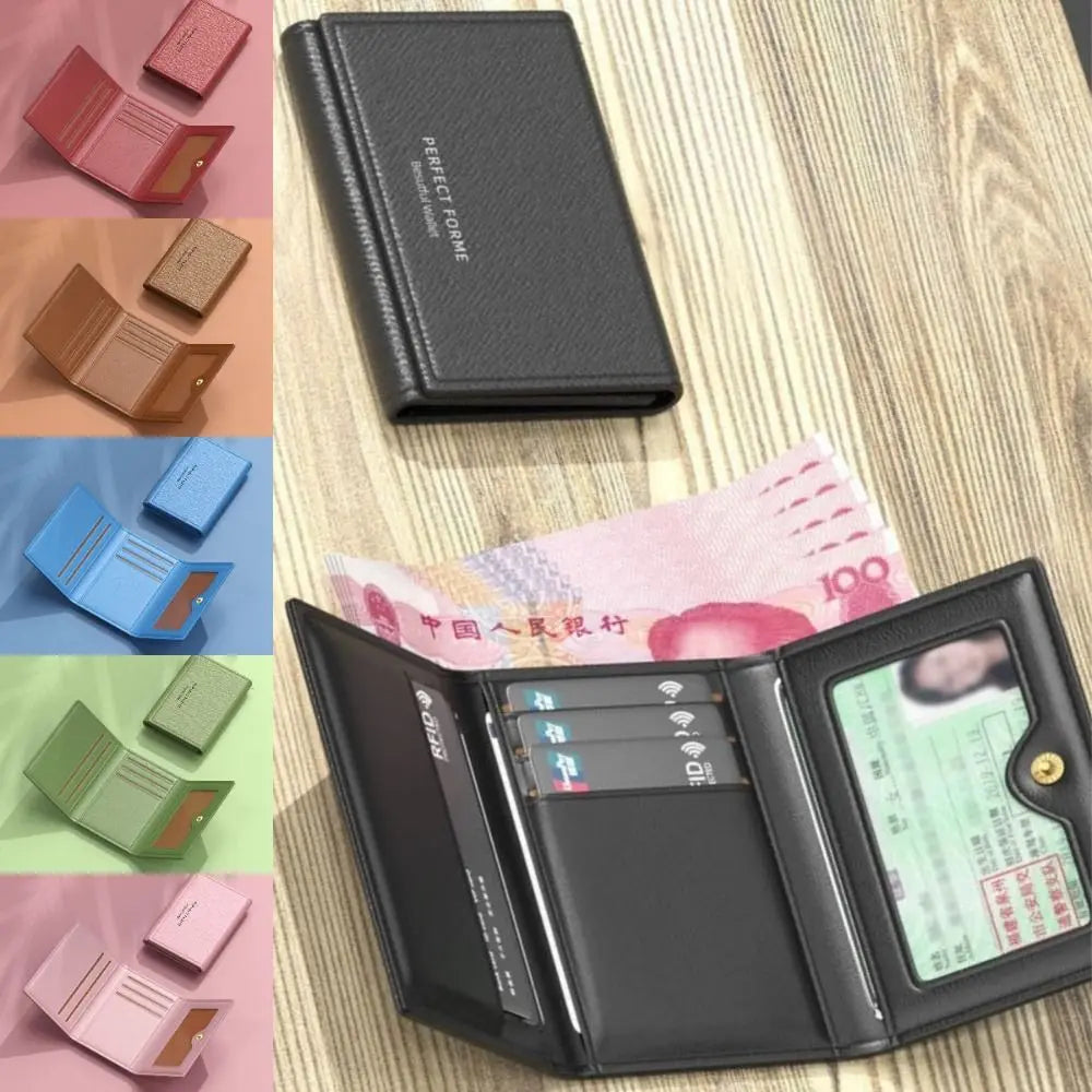 Fashion Leather Men Card Wallets Large Capacity Solid Color Male Purse
