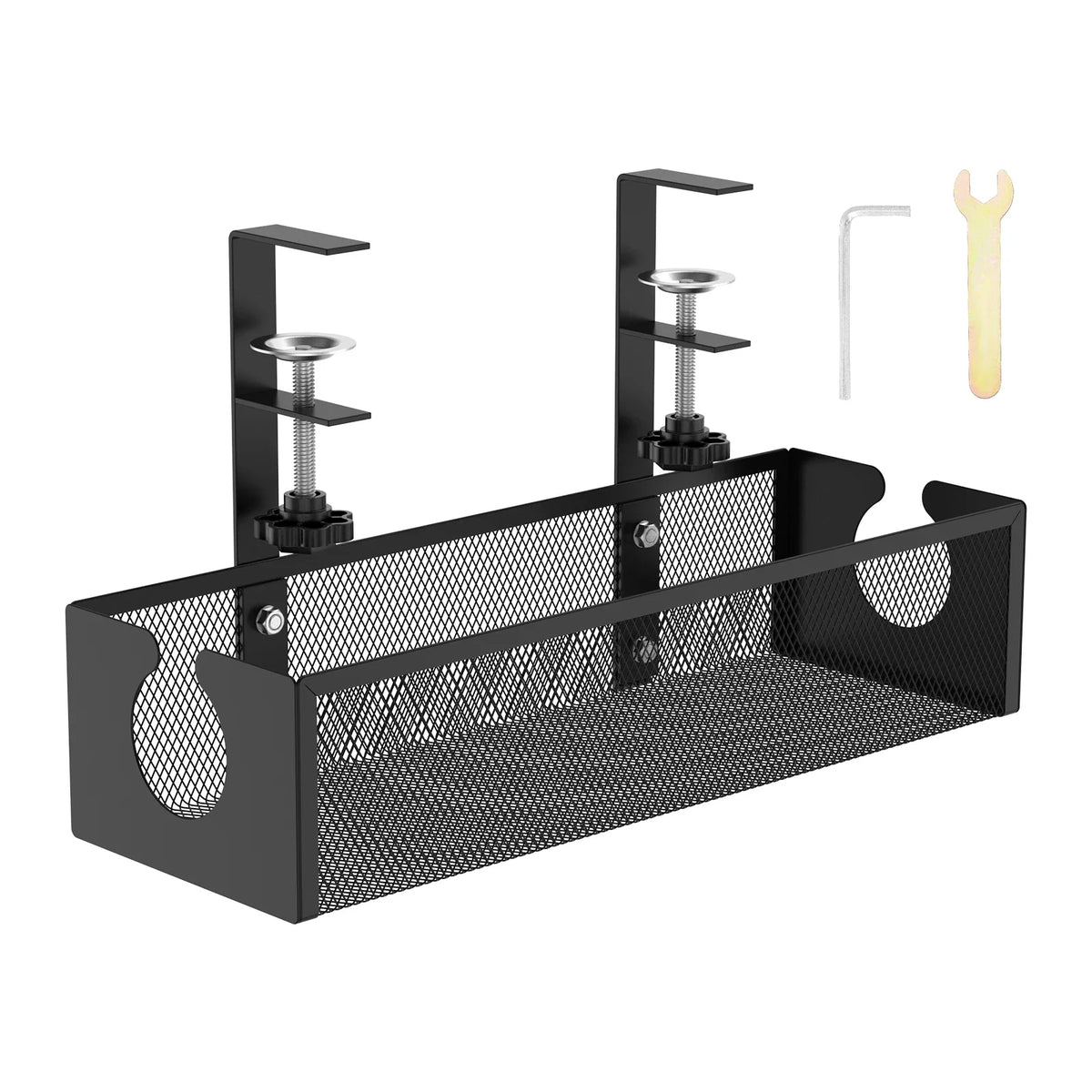 Under Desk Cable Management Tray Carbon Steel No Drilling with Clamp Desk Wire Organizers Table Cord Management Storage Tray