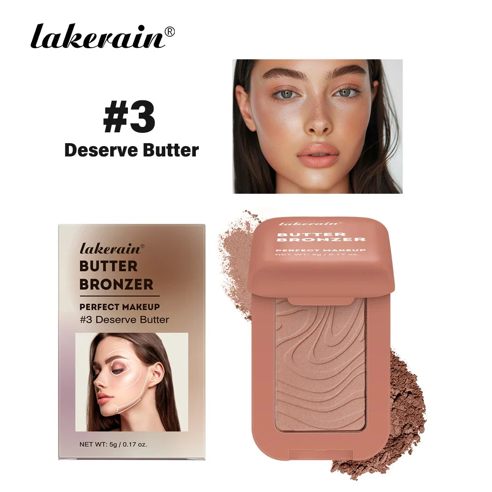 Lakerain Butter Bronzer Cream Women Waterproof Genteel Girl Nude Makeup Silky Shimmer Monochrome Blush Korean Face Cosmetics