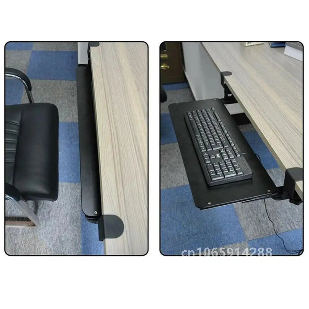 Keyboard Bracket Punch-Free Sturdy Clamp-On Slide Rail Keyboard Tray Under Desk Clip Table Mount Drawer Mouse Storage Rack