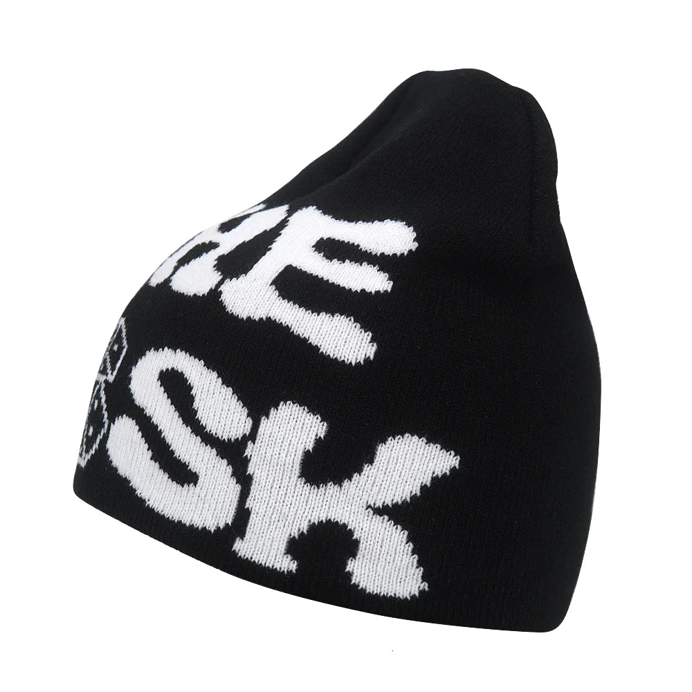 Y2K Letter Knitted Winter Autumn Beanie Cap Men Women Kanye Beanies Gorras Hombre Top Warm Skiing Hat Ear Hats Hip Hop Skullcap