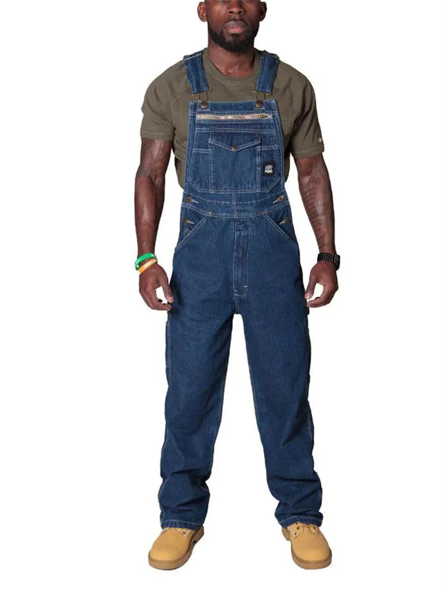 Mens Jeans Cargo Trousers Overalls for Men Fashion Denim Jumpsuit Oversized Bib Pants Men's Clothing Straight Streetwear