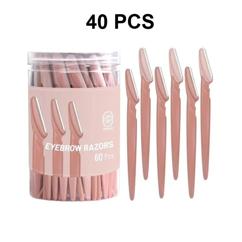 Eyebrow Trimmer 12/30/40/66PCS Brown Eyebrow Razor Safe Face Body Hair Removal Shaver Blades Woman Eyebrow Shaping Knife Razors