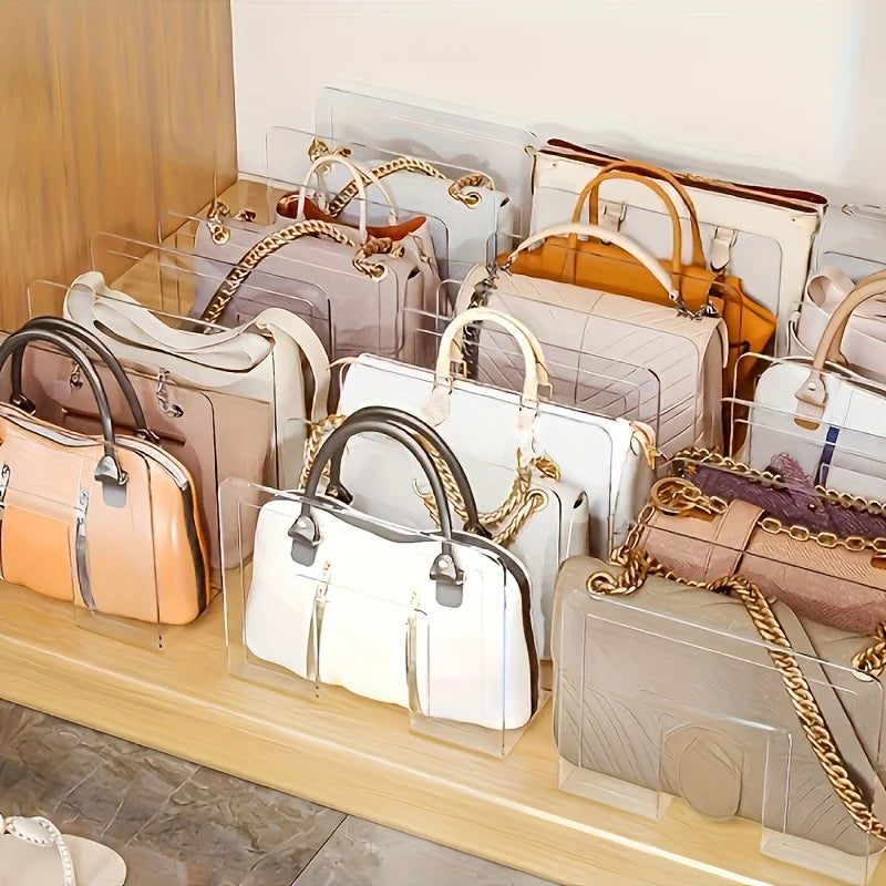 2-Pack Clear Acrylic Handbag Organizers - Space-Saving Closet Racks