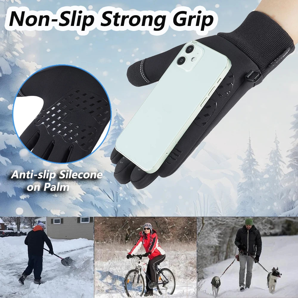 Winter Gloves Men Thermal Warm Fleece Touchscreen Driving Bike Running Motorcycle Hiking Snow Cold Weather for Driving/Cycling