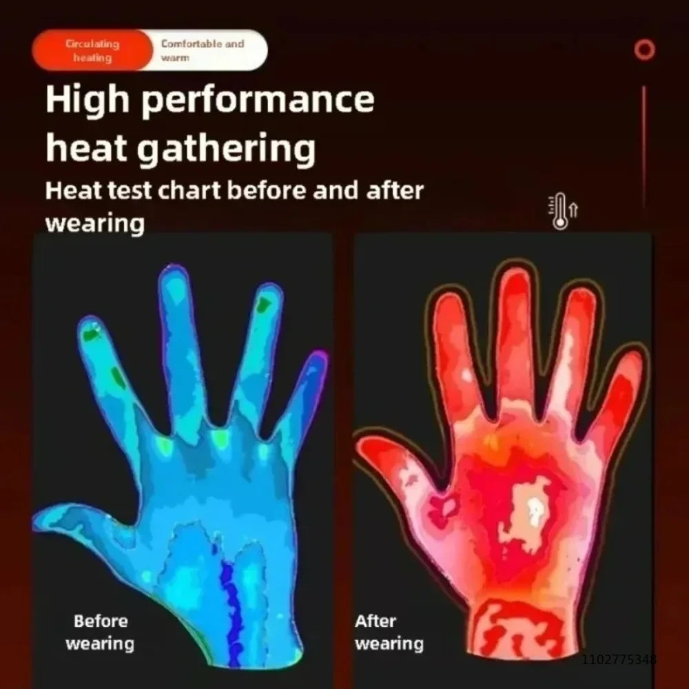 New Winter Heated Gloves for Motorcycle Biker Men Women Touchscreen Rechargeable Self Heating Gloves Ski Hiking Hand Warmer