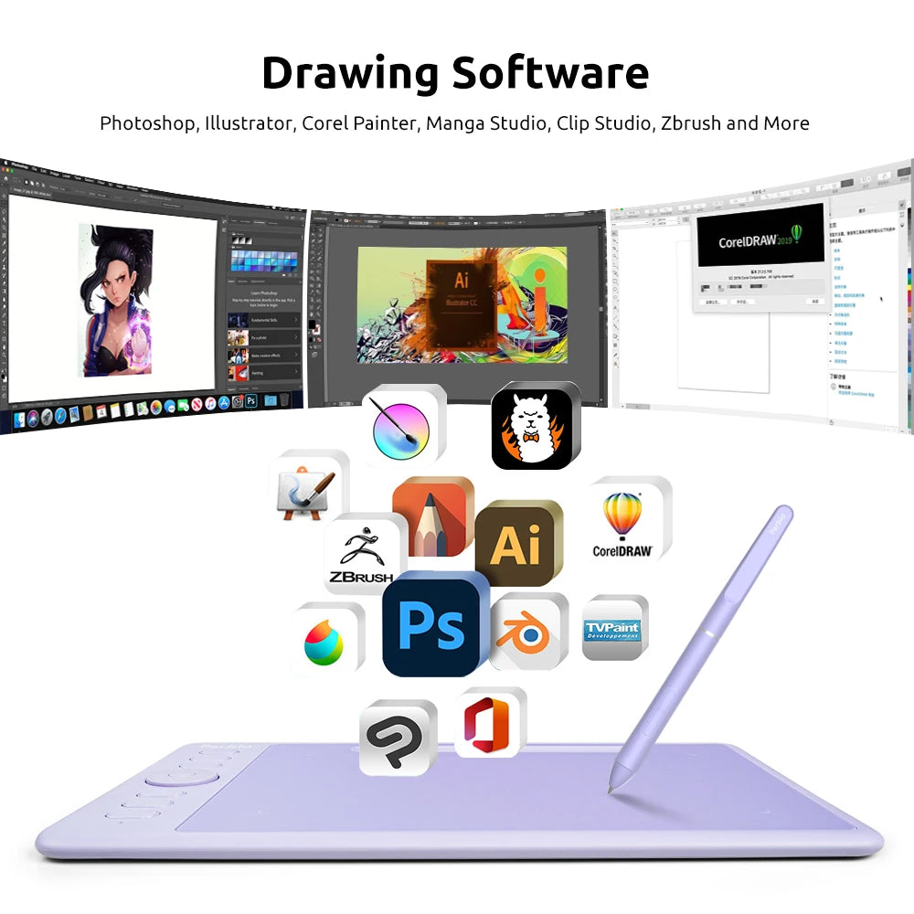Parblo Intangbo S 7x4 Inches Digital Graphic Tablet for Drawing OSU Game with Battery-Free Stylus and Glove
