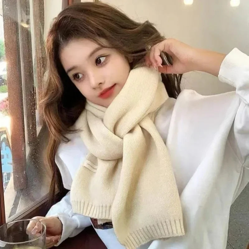 Winter Thermal Knitted Scarf Unisex Solid Color Neck Shawl Wrap Warm Windproof Solid Color Women Men Fashion Motorcycle Scarfs