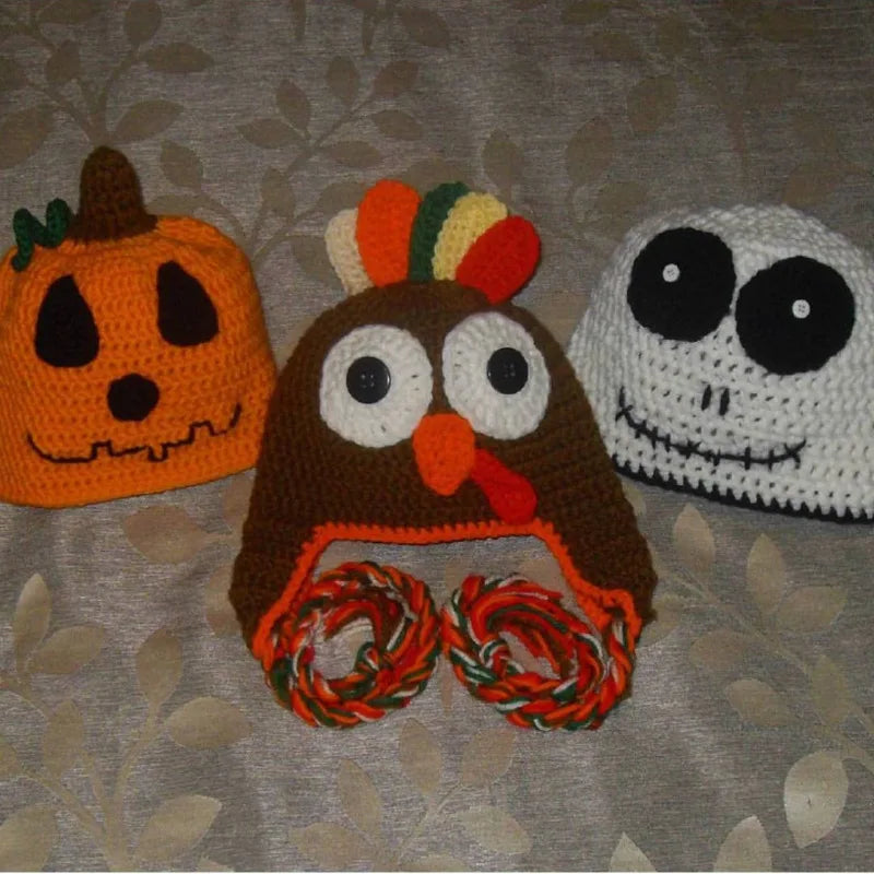 Family Thanksgiving Turkey Cartoon Pullover Hats - Cute Photo Scene Prop, Decorative Kids & Adult Headwear