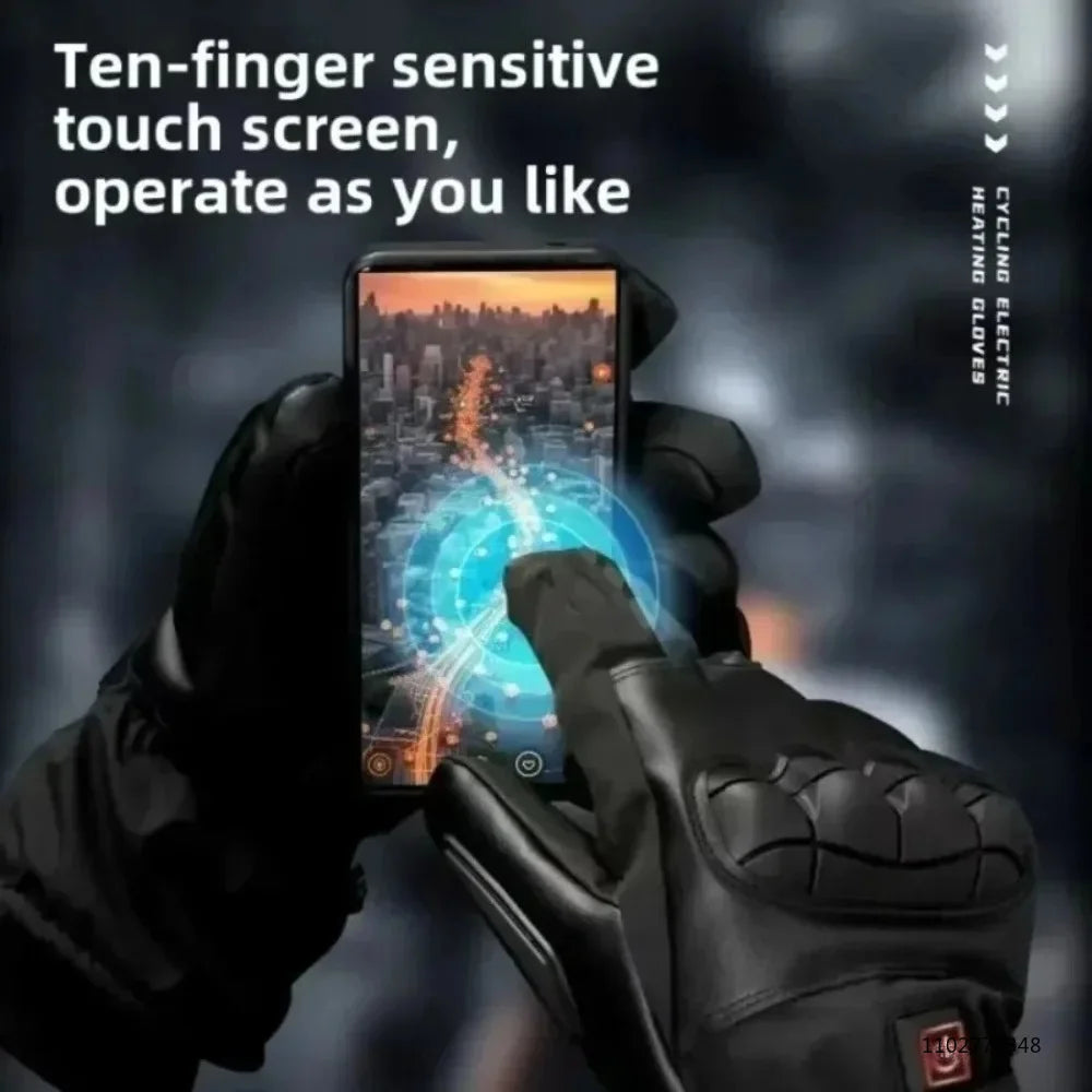 New Winter Heated Gloves for Motorcycle Biker Men Women Touchscreen Rechargeable Self Heating Gloves Ski Hiking Hand Warmer