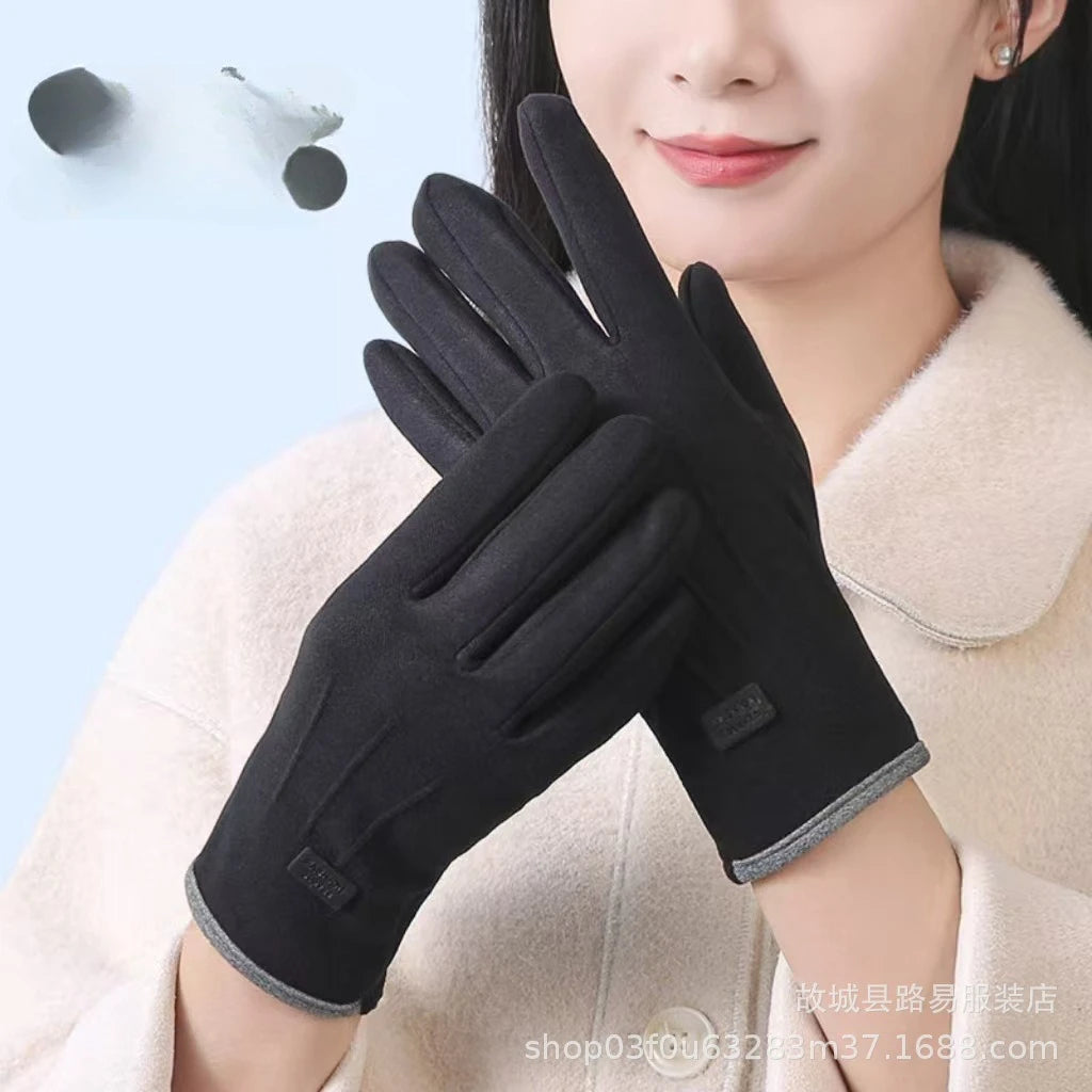 Gloves for Women, Winter Outdoor Cycling, Anti Cold Cotton, Cashmere, Fleece, Bicycle Insulation Gloves