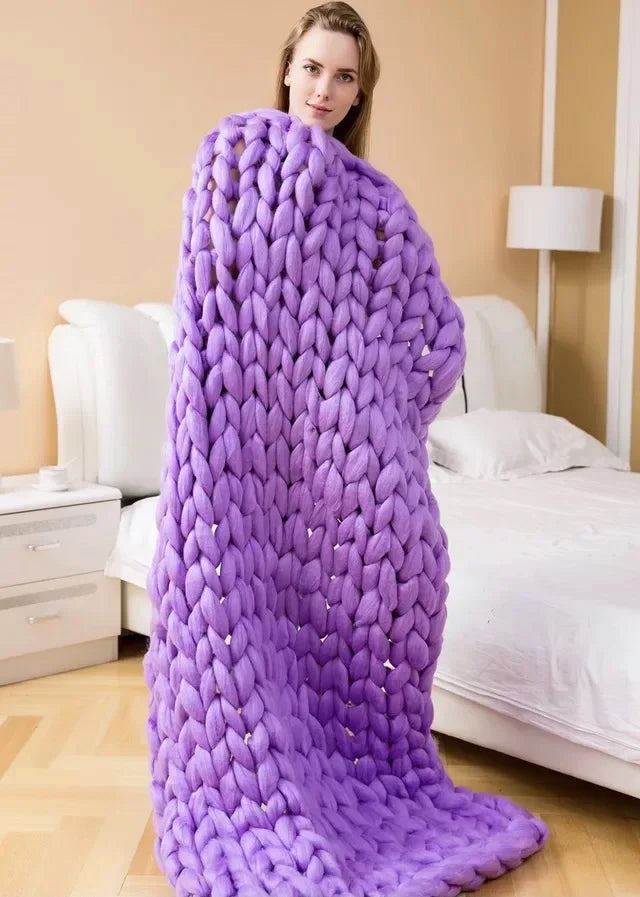 Weighted Knitted Weighted Blanket Queen Size Handmade Minky Chunky Throw Blanket Soft And Breathable Best Gift For Christmas