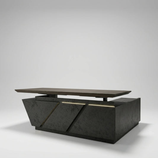 Maverick · Standing L-Shaped Executive Desk, Adjustable Height